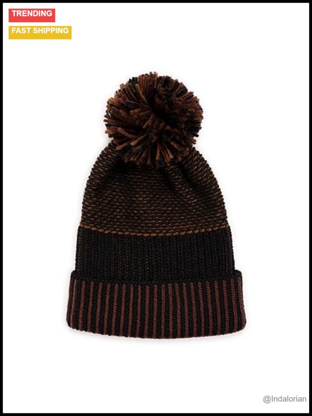 Textured Stripe Faux Fur Lined Beanie Acrylic Winter Hat